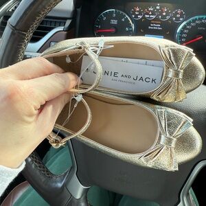 Janie and Jack Metallic Gold Flats with Bow